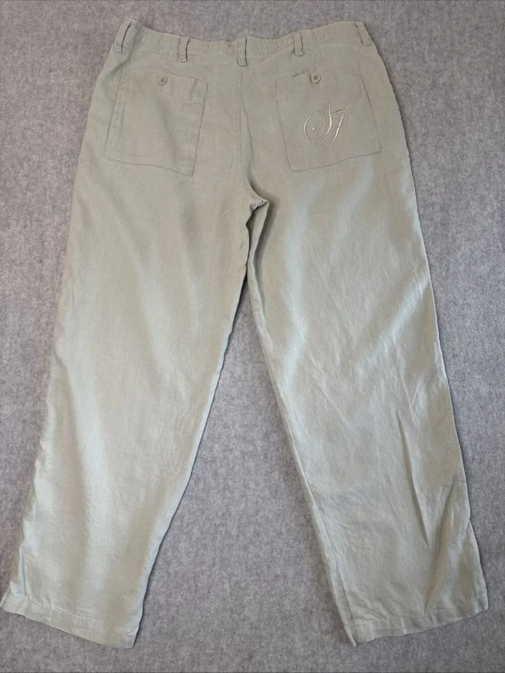 Sean John 100% Linen Drawstring Pants Men's 40x33 Khaki Straight Leg